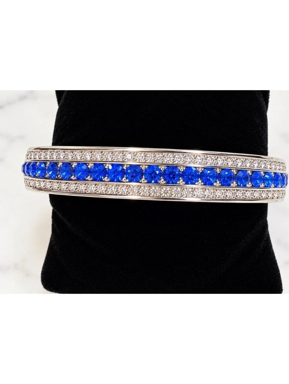 Camrose & Kross Jacqueline Kennedy JBK Blue and Clear Crystal Bangle